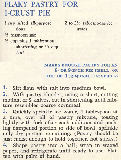 Recipes pie crust